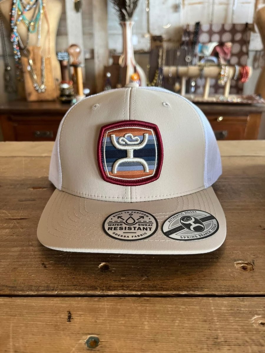 Discover Hooey "Zenith" Hat Tan/White w/ Serape Patch Quality Hooey Hats located at The Revival.