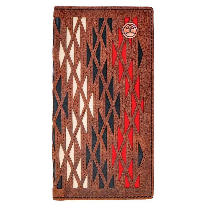 Discover "Chapawee" Rodeo Hooey Wallet Ivory/Red w/Aztec Print Quality Hooey Wallet located at The Revival.
