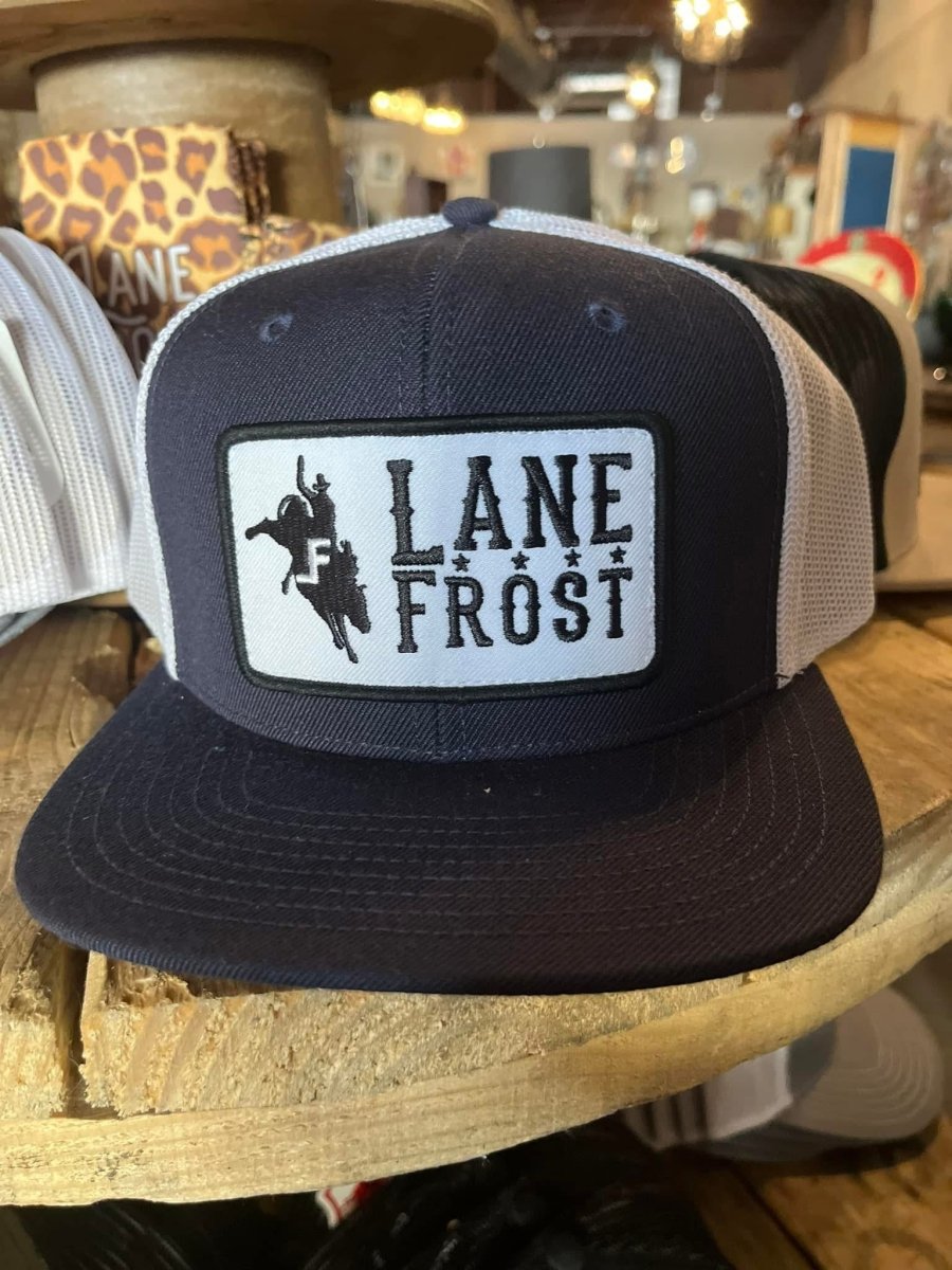 Discover Lane Frost Brand - Midnight Navy White Bronco Patch, Blue Quality Lane Frost Hats located at The Revival.
