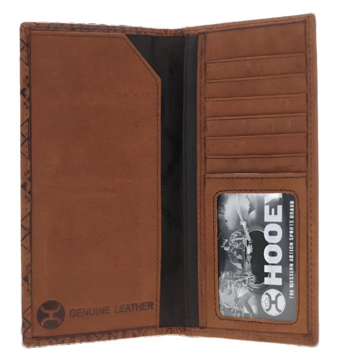 Discover "Monterey" Rodeo Wallet Brown w/ Aztec Embossed Print Quality Hooey Wallet located at The Revival.