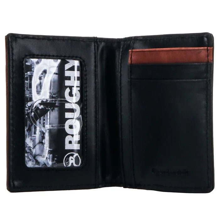 Discover "Neon Moon" Roughy Bifold Money Clip Black/Brown w/Turquoise Aztec Quality Hooey Wallet located at The Revival.