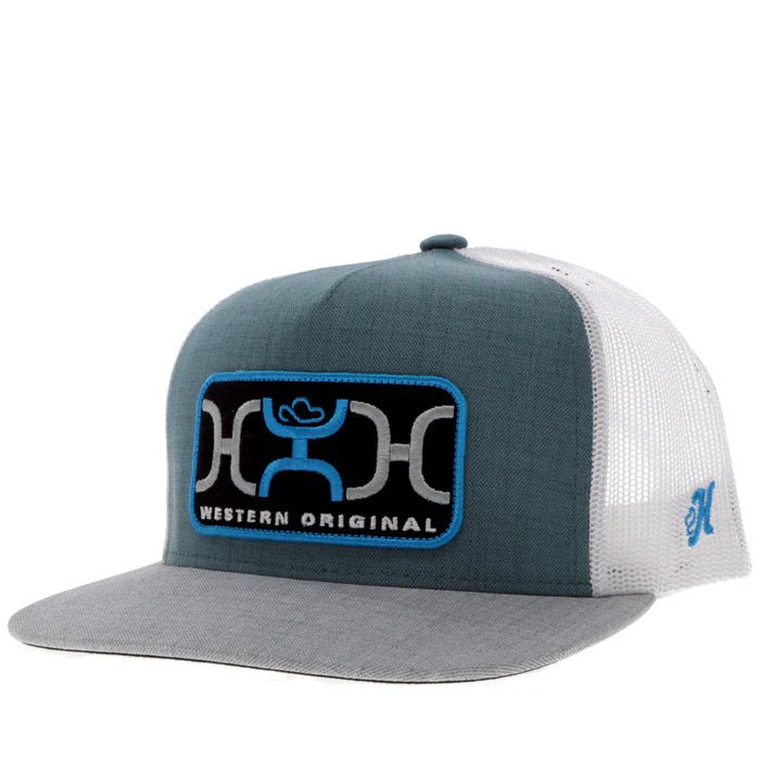 Discover Hooey "Loop" Hat Teal/White w/Blue/Grey/Black Rectangle Patch Quality Hooey Hats located at The Revival.