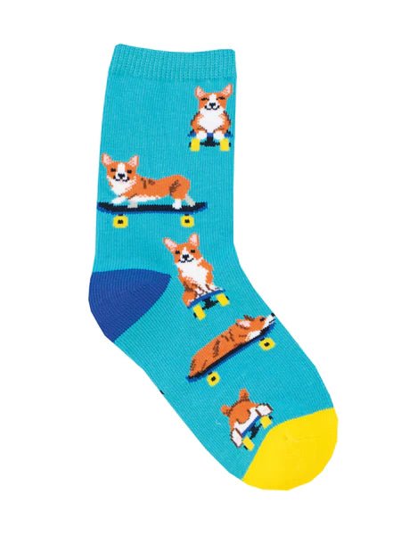 Discover KIDS' "SKATER CORGI" SOCKS Quality Socksmith Socks located at The Revival.
