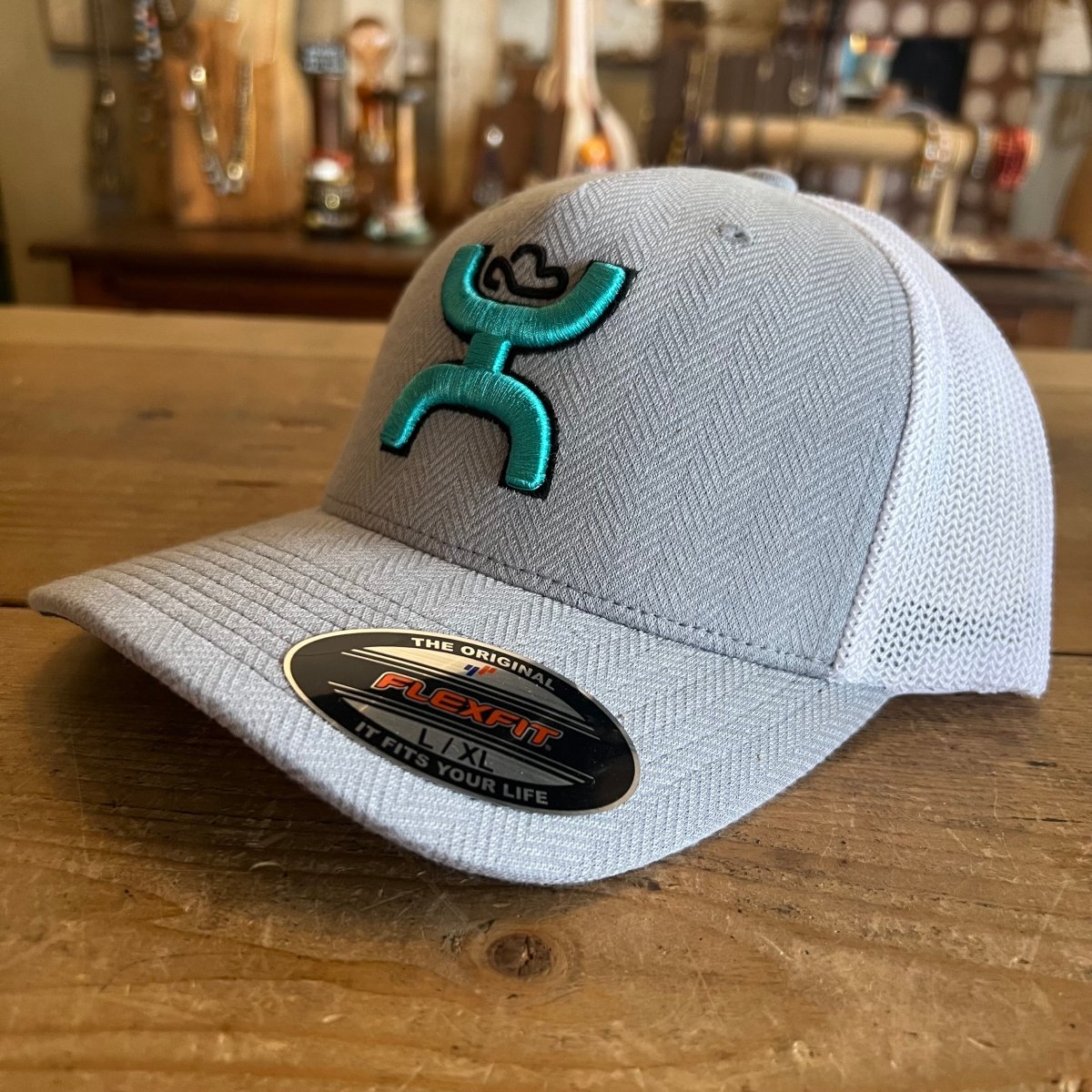 Discover Hooey "Coach" Grey/White Flexfit Hat Quality Hooey Hats located at The Revival.