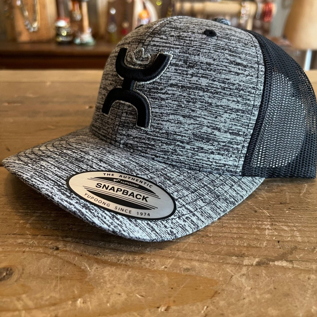 Discover Hooey Sterling Grey/Black Snapback Hat Quality Hooey Hats located at The Revival.