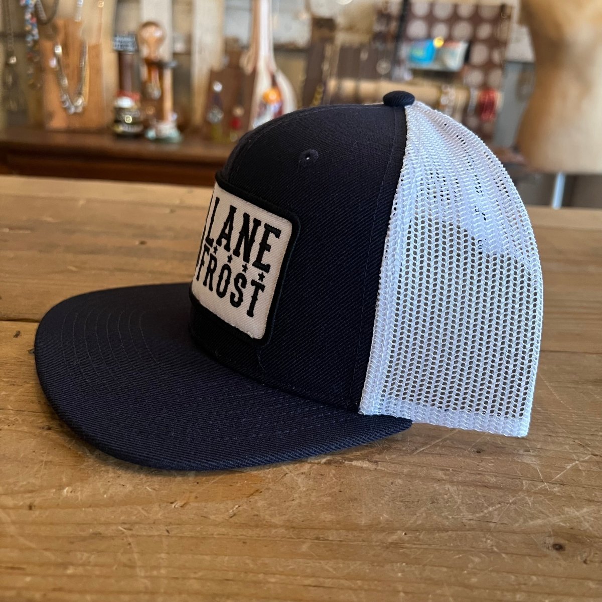 Discover Lane Frost Brand - Midnight Navy White Bronco Patch, Blue Quality Lane Frost Hats located at The Revival.