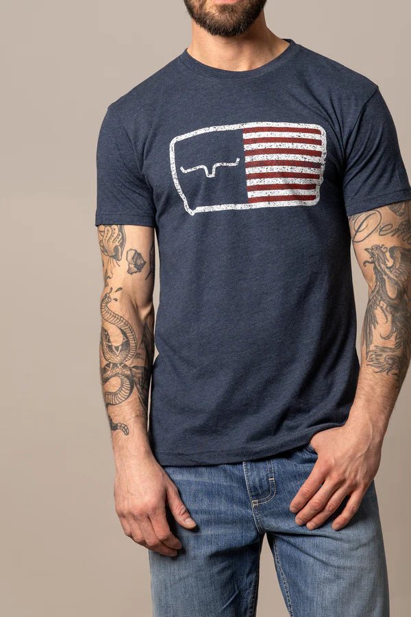 Discover Kimes Ranch American Trucker Tee Shirt - Navy Quality Kimes Ranch Shirt located at The Revival.