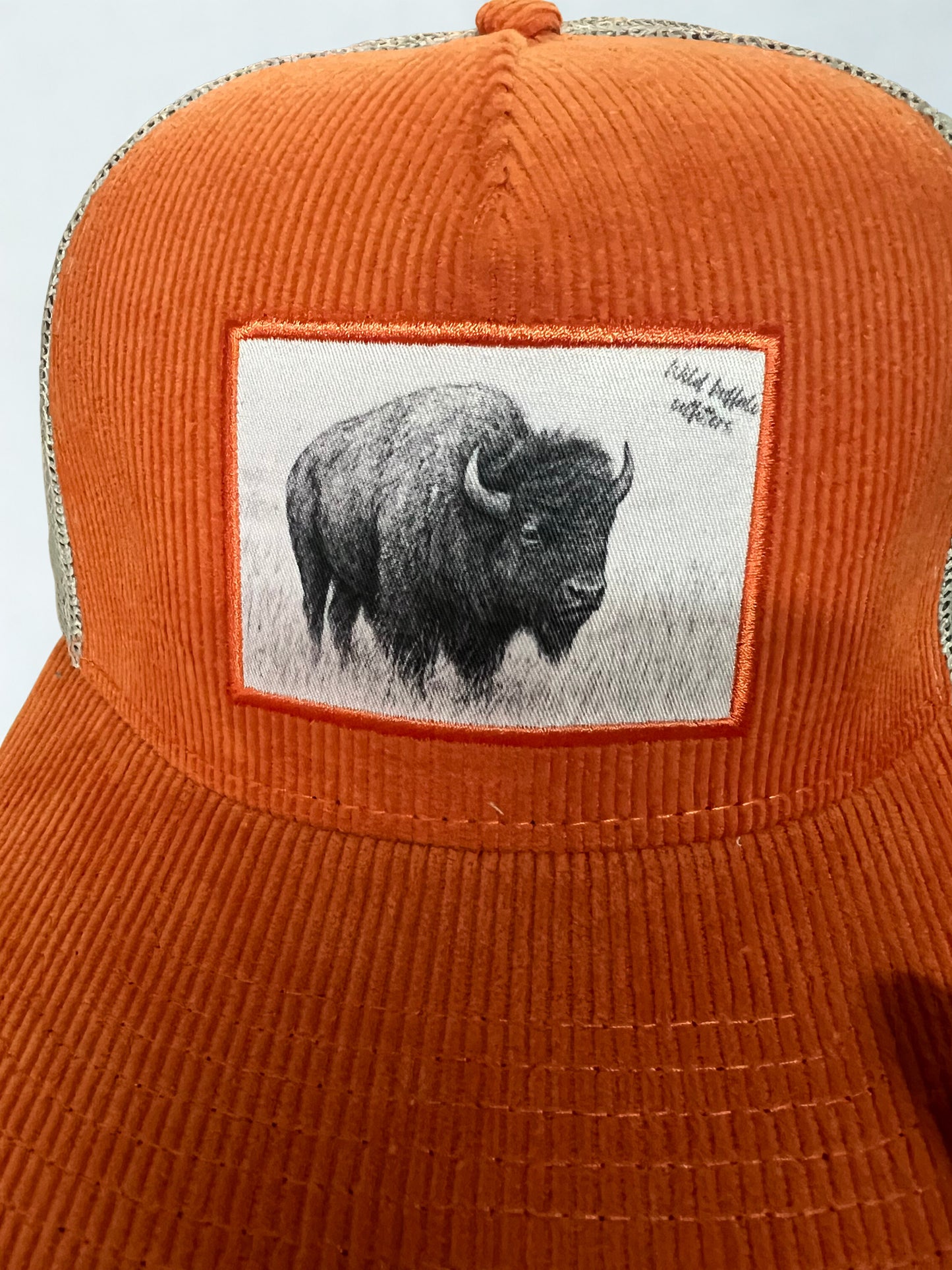 Wild Buffalo Outfitters Orange Corduroy Buffalo Trucker Hat