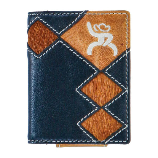 Discover "Roughy Crazy Horse" Bifold Money Clip Wallet Black/Brown w/Diamond Patchwork Quality Hooey Wallet at The Revival.