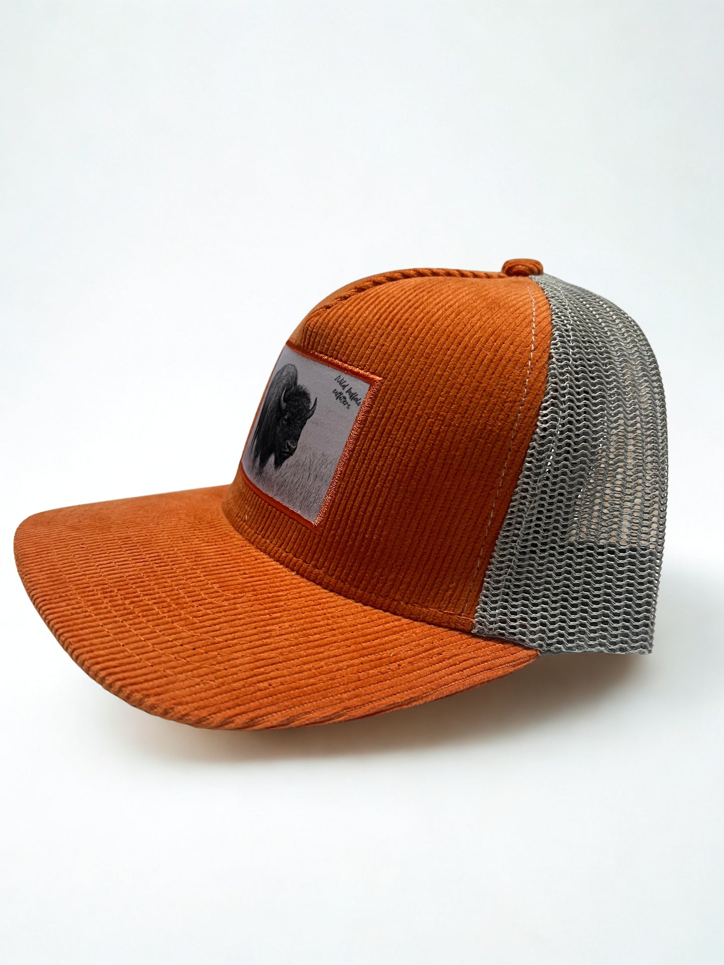 Wild Buffalo Outfitters Orange Corduroy Buffalo Trucker Hat