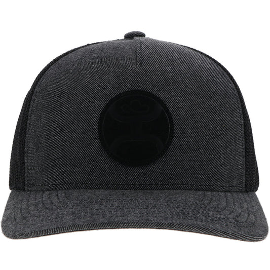 Discover Hooey "Cayman" Flexfit Hat Grey/Back w/Black Circle Patch Quality Hooey Hats located at The Revival.