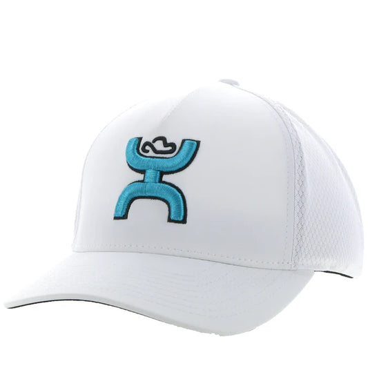 Discover Hooey "Coach" White Hat w/Blue & Charcoal Logo Quality Hooey Hats located at The Revival.