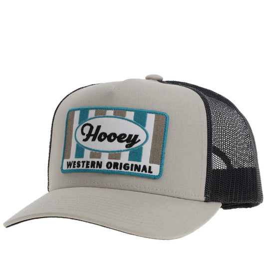 Discover Hooey "Sudan" Hat Tan/Charcoal w/Tan/White/Blue Patch Quality Hooey Hats located at The Revival.