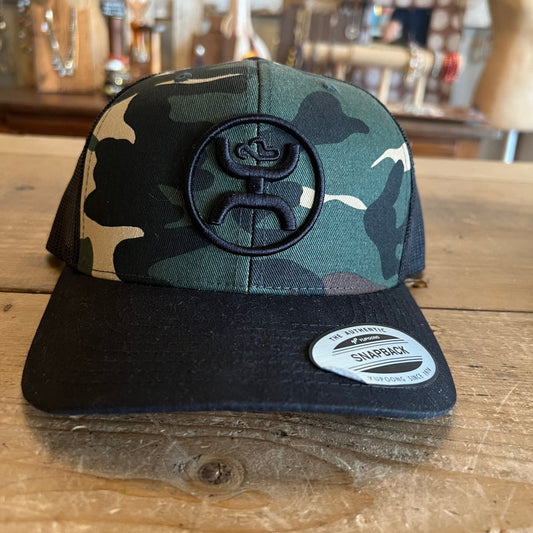 Hooey O‑Classic Black Camo Cap front view