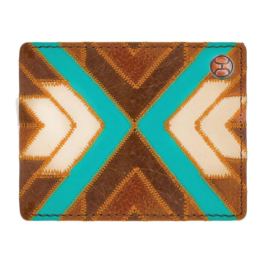 Discover "Montezuma" Front Pocket Bifold Hooey Wallet Brown/Turquoise Quality Hooey Wallet located at The Revival.