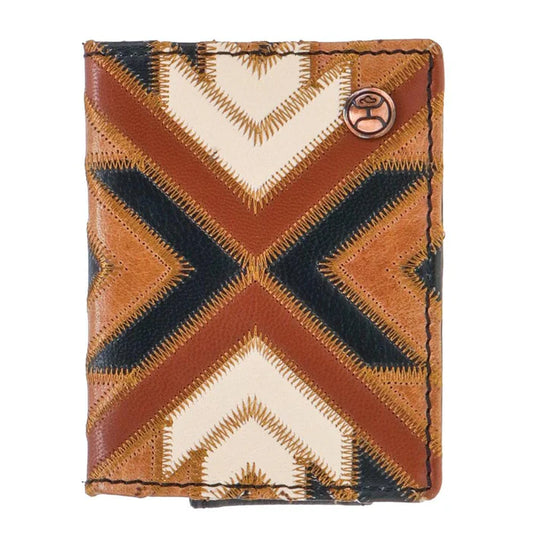 Discover "Montezuma" Hooey Bifold Money Clip Brown/Black w/ Patchwork Quality Hooey Wallet located at The Revival.