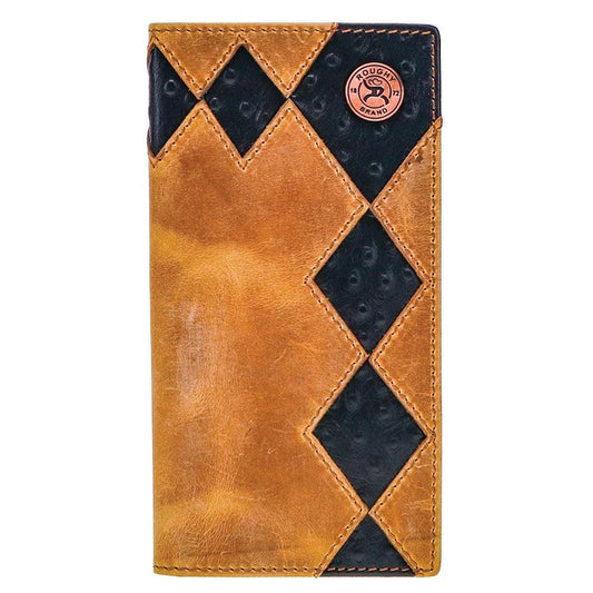 Discover Shiloh Rodeo Roughy Wallet Brown/Black w/Diamond Patchwork Quality Hooey Wallet located at The Revival.