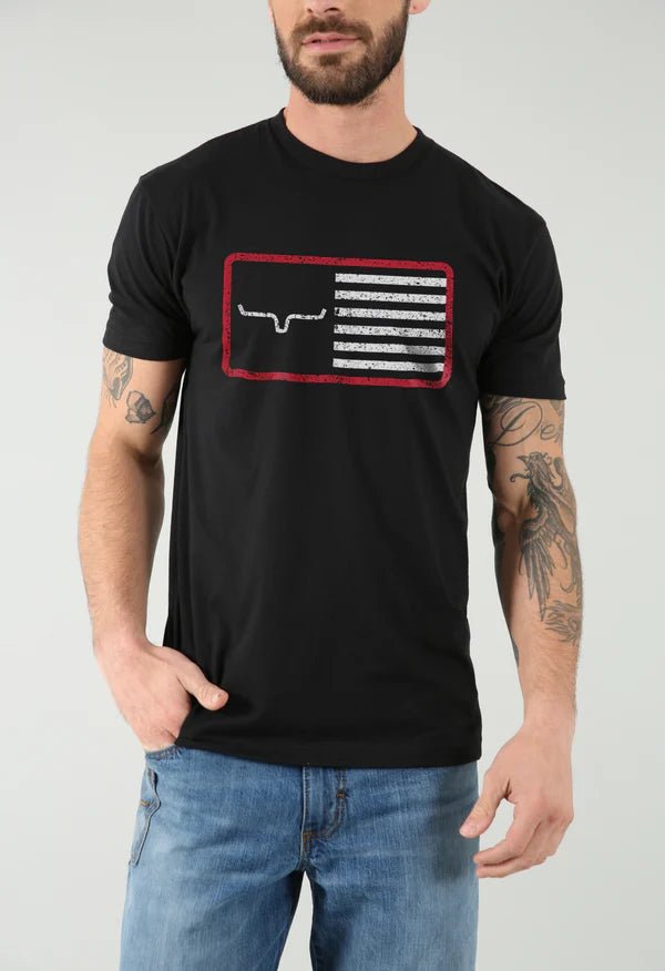 Discover Kimes Ranch American Trucker Tee Shirt - Black Quality Kimes Ranch Shirt located at The Revival.