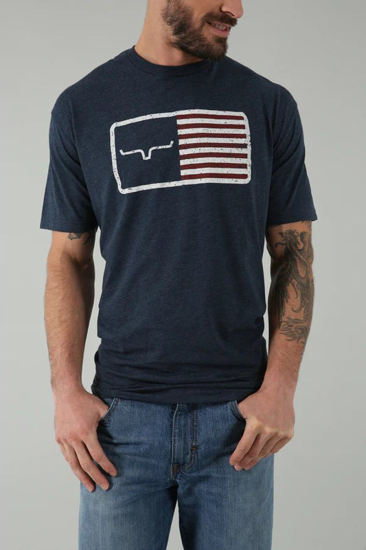 Discover Kimes Ranch American Trucker Tee Shirt - Navy Quality Kimes Ranch Shirt located at The Revival.