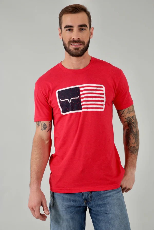 Discover Kimes Ranch Trucker Tee Shirt - Red Quality Kimes Ranch Shirt located at The Revival.