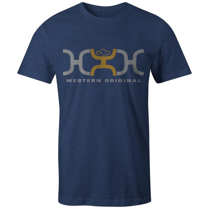 Discover Hooey "Loop" Navy w/Grey/Mustard Logo T-shirt Quality Hooey Shirt located at The Revival.