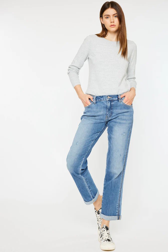 Discover Kancan Isa Mid Rise Slim Boyfriend Jeans Quality Kancan Jeans located at The Revival.