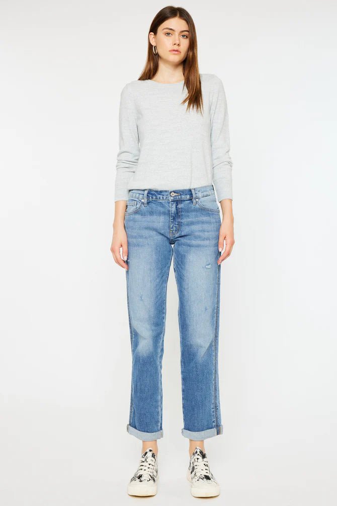 Discover Kancan Isa Mid Rise Slim Boyfriend Jeans Quality Kancan Jeans located at The Revival.