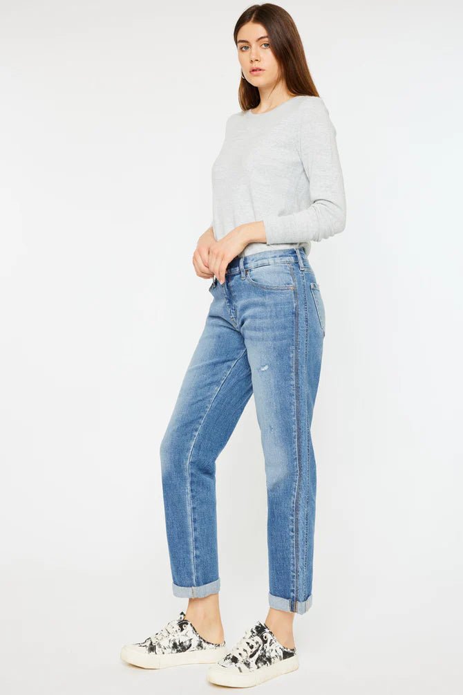 Discover Kancan Isa Mid Rise Slim Boyfriend Jeans Quality Kancan Jeans located at The Revival.