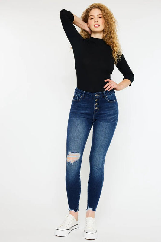 Discover Kancan Milo High Rise Ankle Skinny Jeans - Curvy Quality Kancan Jeans located at The Revival.