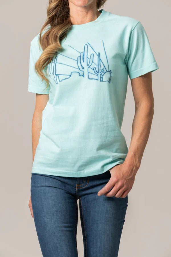 Discover Kimes Ranch Ladies Hand Drawn Shirt - Ocean Quality Kimes Ranch Shirt located at The Revival.