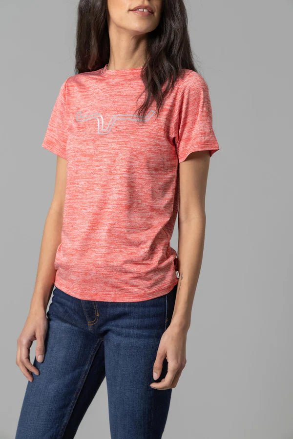 Discover Kimes Ranch Ladies Outlier Tech Tee Shirt - Baked Apple Heather Quality Kimes Ranch Shirt located at The Revival.