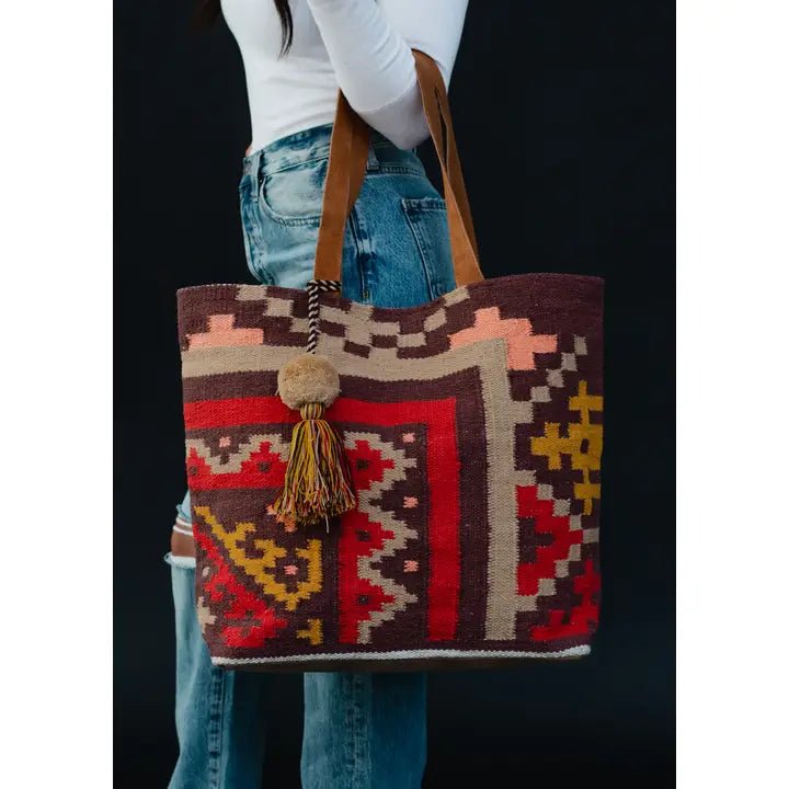 Discover Panache Apparel Co. Brown & Multicolored Aztec Tote Quality Panache Apparel Co. Tote located at The Revival.