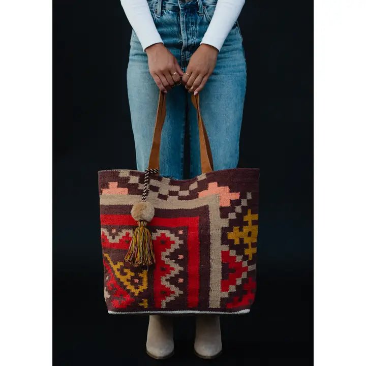 Discover Panache Apparel Co. Brown & Multicolored Aztec Tote Quality Panache Apparel Co. Tote located at The Revival.