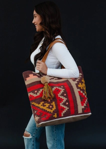 Discover Panache Apparel Co. Brown & Multicolored Aztec Tote Quality Panache Apparel Co. Tote located at The Revival.