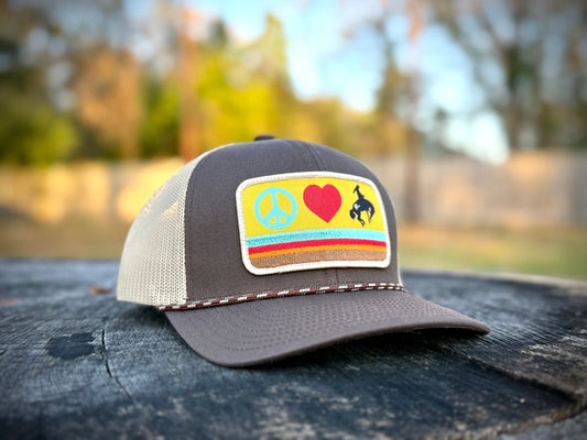 Discover Red Dirt Hat Co. Peace, Love & Rodeo - Ladies Brown/Khaki Quality Red Dirt Hat Co. Hats located at The Revival.