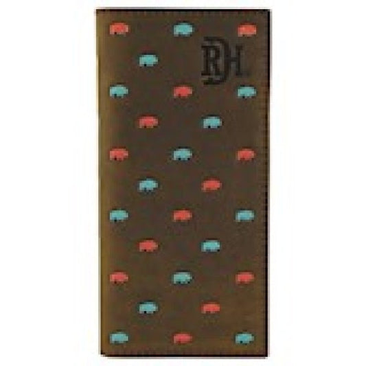 Discover Red Dirt Hat Co. TURQ & CORAL BISON PATTERN RODEO WALLET Quality Red Dirt Hat Co. Wallet located at The Revival.