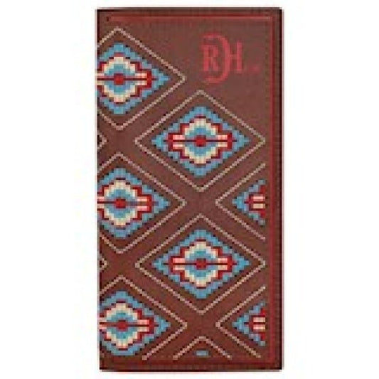 Discover Red Dirt Hat Co. TOOLED W/AZTEC NEEDLEPOINT RODEO WALLET Quality Red Dirt Hat Co. Wallet located at The Revival.