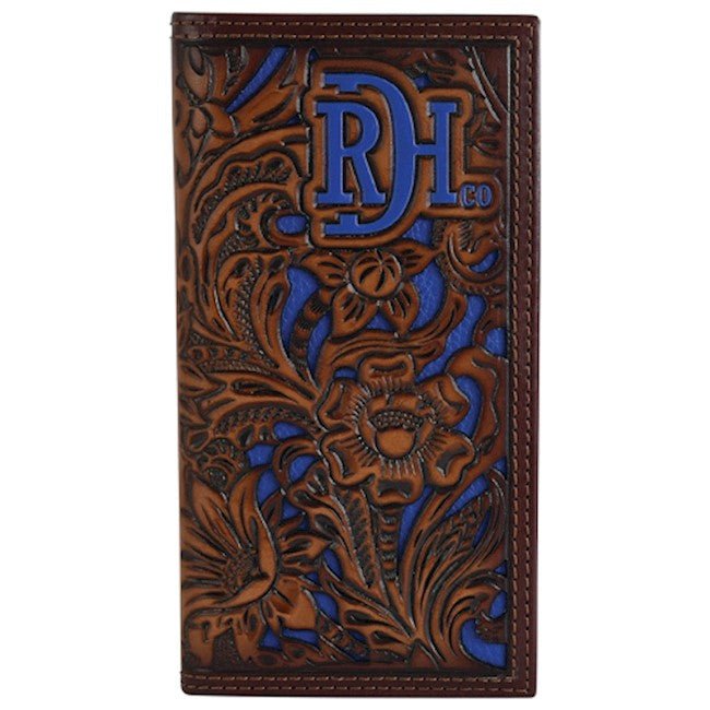 Discover Red Dirt Hat Co. RODEO WALLET TOOLED W/COBALT INLAY Quality Red Dirt Hat Co. Wallet located at The Revival.