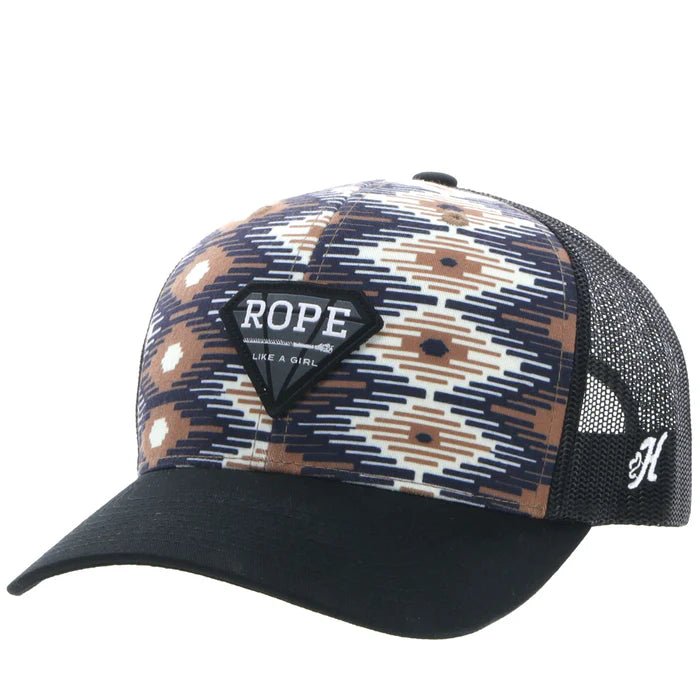 Discover Hooey Rope Like A Girl Cream/Tan/Black Aztec Pattern Hat SKU: 2349T - CRBK Quality Hooey Hats located at The Revival