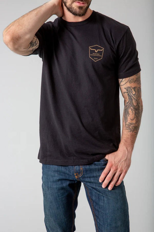 Discover Kimes Ranch Shielded Trucker Tee Shirt - Black Quality Kimes Ranch Shirt located at The Revival.