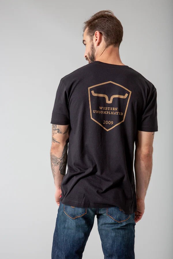 Discover Kimes Ranch Shielded Trucker Tee Shirt - Black Quality Kimes Ranch Shirt located at The Revival.