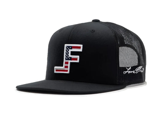 Discover Lane Frost Brand - Patriot Black USA Flag Cap Quality Lane Frost Hats located at The Revival.